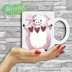 Свинка, сердце, Акварель